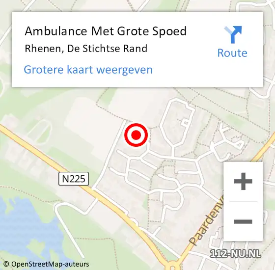 Locatie op kaart van de 112 melding: Ambulance Met Grote Spoed Naar Rhenen, De Stichtse Rand op 7 december 2015 18:58