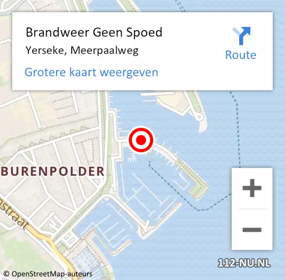 Locatie op kaart van de 112 melding: Brandweer Geen Spoed Naar Yerseke, Meerpaalweg op 7 december 2015 19:34