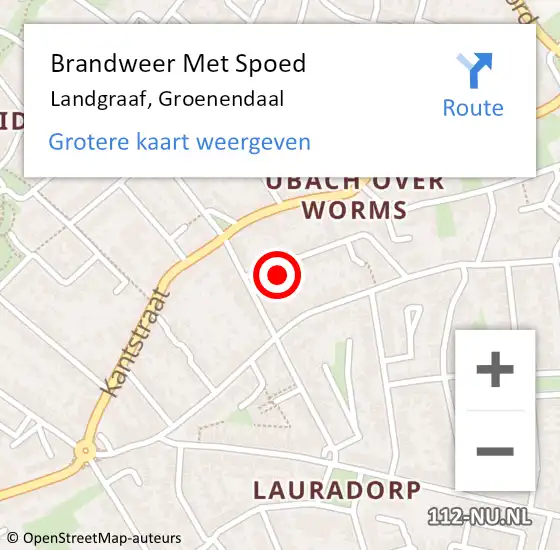 Locatie op kaart van de 112 melding: Brandweer Met Spoed Naar Landgraaf, Groenendaal op 7 december 2015 21:02