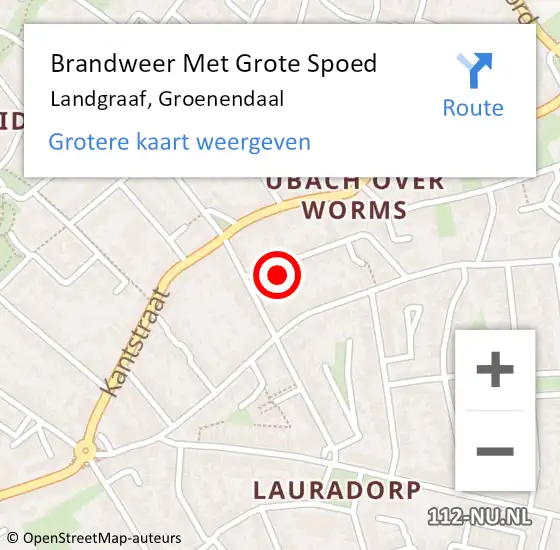 Locatie op kaart van de 112 melding: Brandweer Met Grote Spoed Naar Landgraaf, Groenendaal op 7 december 2015 21:22