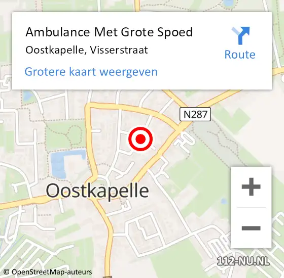 Locatie op kaart van de 112 melding: Ambulance Met Grote Spoed Naar Oostkapelle, Visserstraat op 7 december 2015 21:29