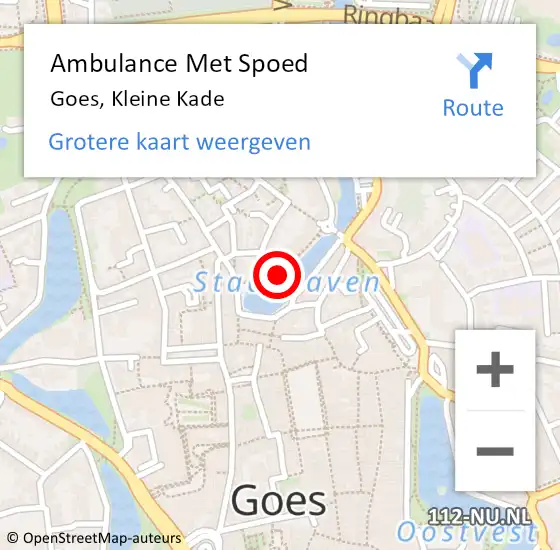 Locatie op kaart van de 112 melding: Ambulance Met Spoed Naar Goes, Kleine Kade op 7 december 2015 22:30