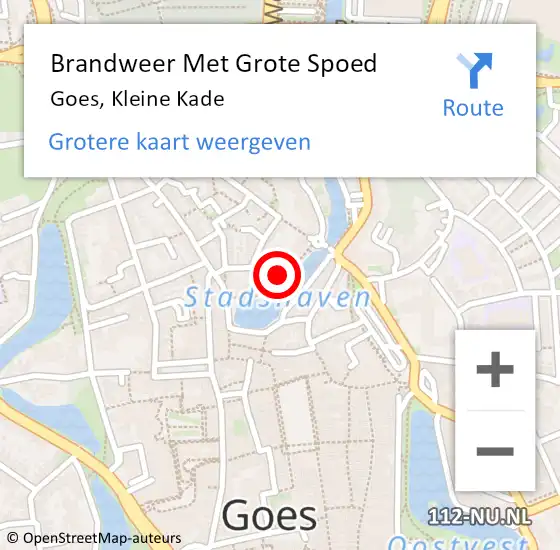 Locatie op kaart van de 112 melding: Brandweer Met Grote Spoed Naar Goes, Kleine Kade op 7 december 2015 22:47