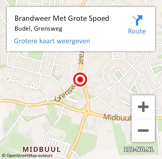 Locatie op kaart van de 112 melding: Brandweer Met Grote Spoed Naar Budel, Grensweg op 14 september 2013 10:39