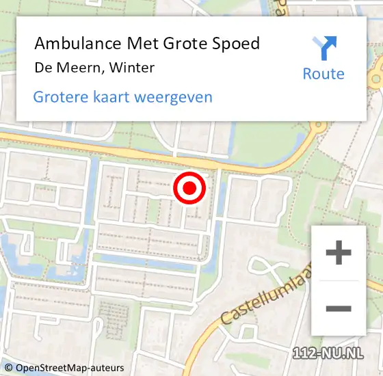 Locatie op kaart van de 112 melding: Ambulance Met Grote Spoed Naar De Meern, Winter op 7 december 2015 23:37