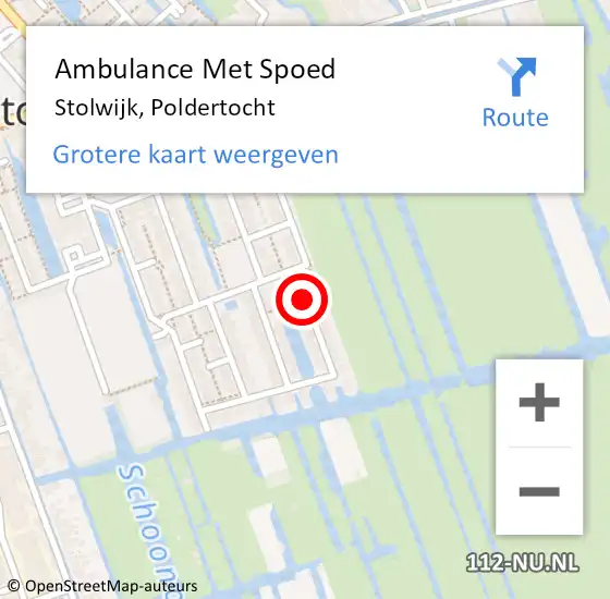 Locatie op kaart van de 112 melding: Ambulance Met Spoed Naar Stolwijk, Poldertocht op 8 december 2015 02:34