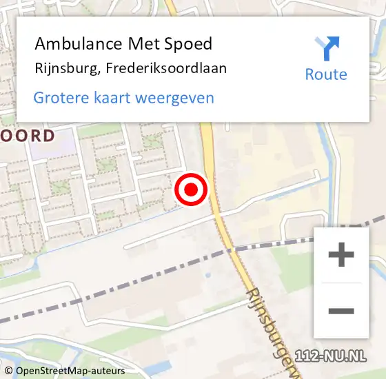 Locatie op kaart van de 112 melding: Ambulance Met Spoed Naar Rijnsburg, Frederiksoordlaan op 8 december 2015 04:24