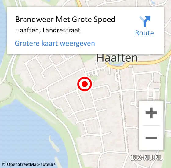 Locatie op kaart van de 112 melding: Brandweer Met Grote Spoed Naar Haaften, Landrestraat op 8 december 2015 04:42