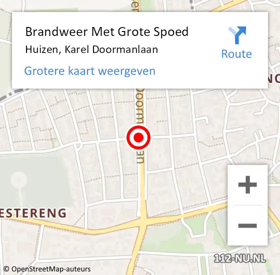 Locatie op kaart van de 112 melding: Brandweer Met Grote Spoed Naar Huizen, Karel Doormanlaan op 8 december 2015 08:42