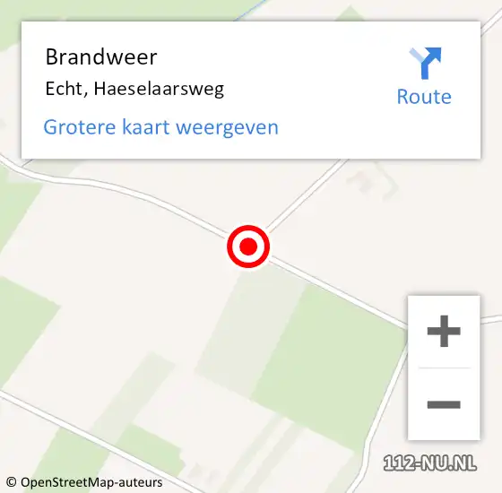 Locatie op kaart van de 112 melding: Brandweer Echt, Haeselaarsweg op 8 december 2015 08:47