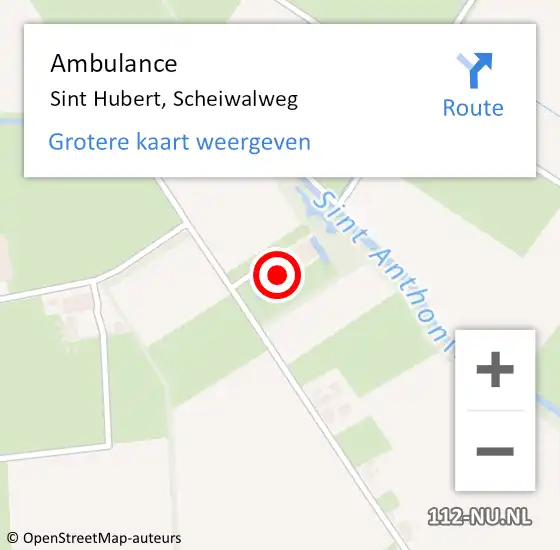 Locatie op kaart van de 112 melding: Ambulance Sint Hubert, Scheiwalweg op 8 december 2015 09:04