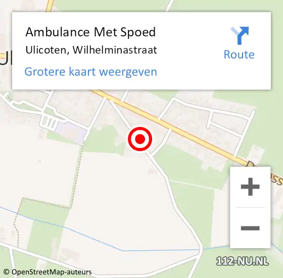 Locatie op kaart van de 112 melding: Ambulance Met Spoed Naar Ulicoten, Wilhelminastraat op 8 december 2015 10:33