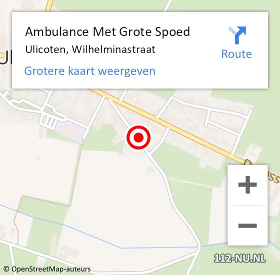 Locatie op kaart van de 112 melding: Ambulance Met Grote Spoed Naar Ulicoten, Wilhelminastraat op 8 december 2015 10:35