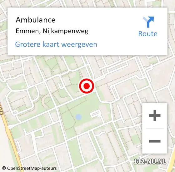 Locatie op kaart van de 112 melding: Ambulance Emmen, Nijkampenweg op 29 november 2013 11:34