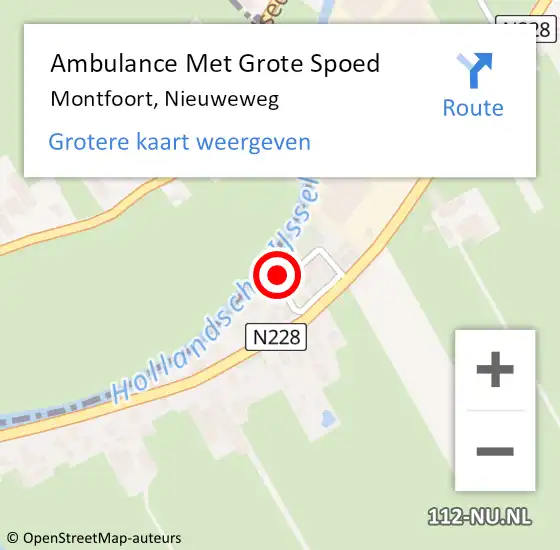 Locatie op kaart van de 112 melding: Ambulance Met Grote Spoed Naar Montfoort, Nieuweweg op 8 december 2015 11:46