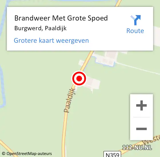 Locatie op kaart van de 112 melding: Brandweer Met Grote Spoed Naar Burgwerd, Paaldijk op 8 december 2015 11:59