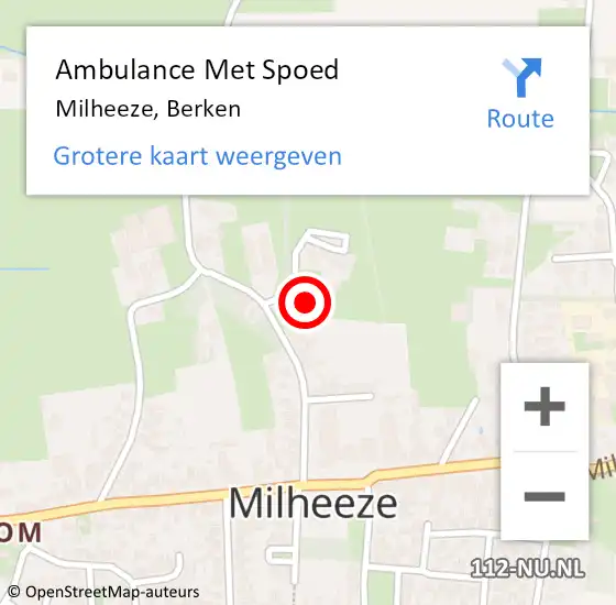 Locatie op kaart van de 112 melding: Ambulance Met Spoed Naar Milheeze, Berken op 8 december 2015 13:25