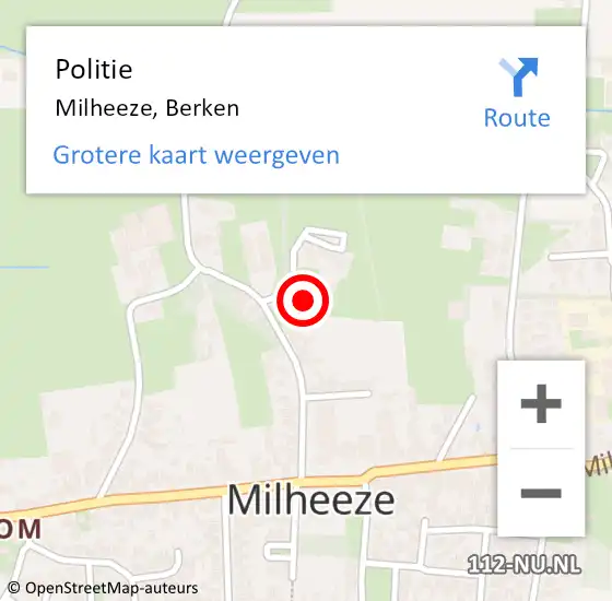 Locatie op kaart van de 112 melding: Politie Milheeze, Berken op 8 december 2015 13:28