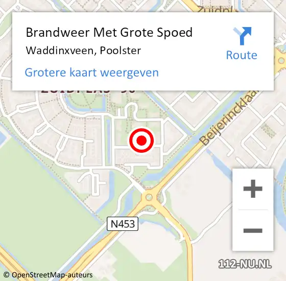 Locatie op kaart van de 112 melding: Brandweer Met Grote Spoed Naar Waddinxveen, Poolster op 8 december 2015 13:44