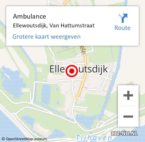 Locatie op kaart van de 112 melding: Ambulance Ellewoutsdijk, Van Hattumstraat op 8 december 2015 13:49