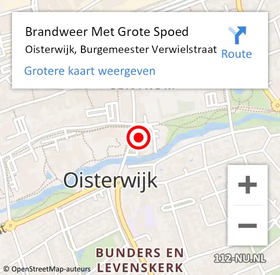 Locatie op kaart van de 112 melding: Brandweer Met Grote Spoed Naar Oisterwijk, Burgemeester Verwielstraat op 8 december 2015 13:52