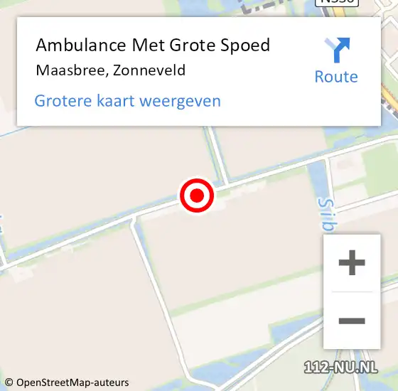 Locatie op kaart van de 112 melding: Ambulance Met Grote Spoed Naar Maasbree, Zonneveld op 8 december 2015 14:13