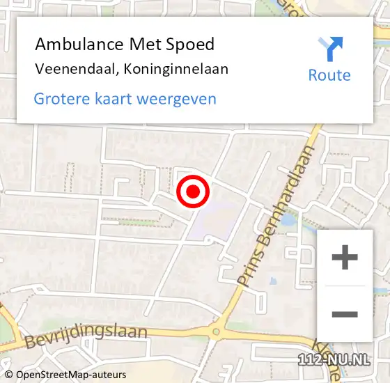 Locatie op kaart van de 112 melding: Ambulance Met Spoed Naar Veenendaal, Koninginnelaan op 8 december 2015 14:47