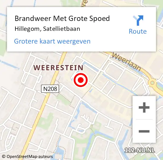 Locatie op kaart van de 112 melding: Brandweer Met Grote Spoed Naar Hillegom, Satellietbaan op 8 december 2015 14:57