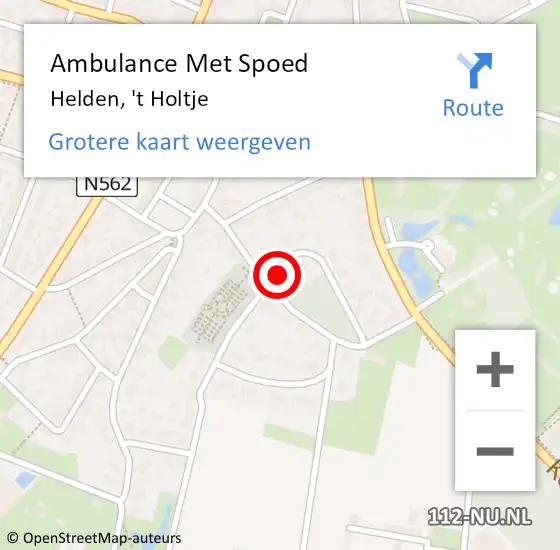 Locatie op kaart van de 112 melding: Ambulance Met Spoed Naar Helden, 't Holtje op 29 november 2013 12:00