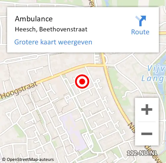 Locatie op kaart van de 112 melding: Ambulance Heesch, Beethovenstraat op 8 december 2015 15:54