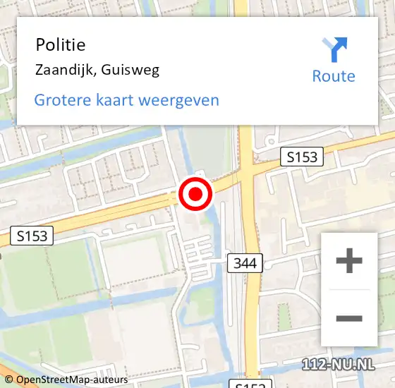 Locatie op kaart van de 112 melding: Politie Zaandijk, Guisweg op 8 december 2015 15:59