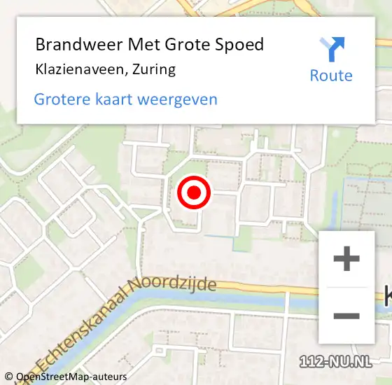 Locatie op kaart van de 112 melding: Brandweer Met Grote Spoed Naar Klazienaveen, Zuring op 8 december 2015 16:51