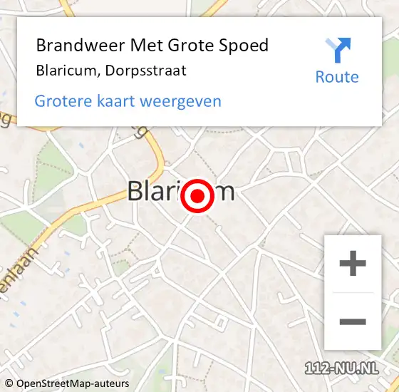 Locatie op kaart van de 112 melding: Brandweer Met Grote Spoed Naar Blaricum, Dorpsstraat op 8 december 2015 17:29