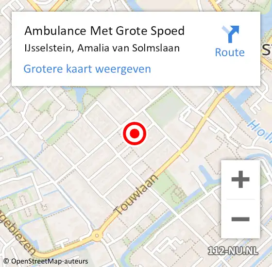 Locatie op kaart van de 112 melding: Ambulance Met Grote Spoed Naar IJsselstein, Amalia van Solmslaan op 8 december 2015 17:47