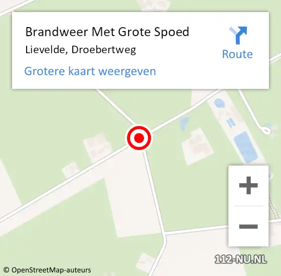 Locatie op kaart van de 112 melding: Brandweer Met Grote Spoed Naar Lievelde, Droebertweg op 8 december 2015 18:12