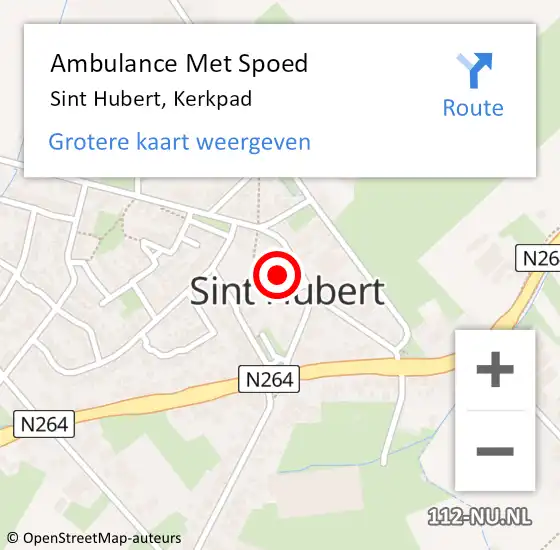 Locatie op kaart van de 112 melding: Ambulance Met Spoed Naar Sint Hubert, Kerkpad op 8 december 2015 18:49