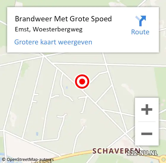 Locatie op kaart van de 112 melding: Brandweer Met Grote Spoed Naar Emst, Woesterbergweg op 8 december 2015 19:06