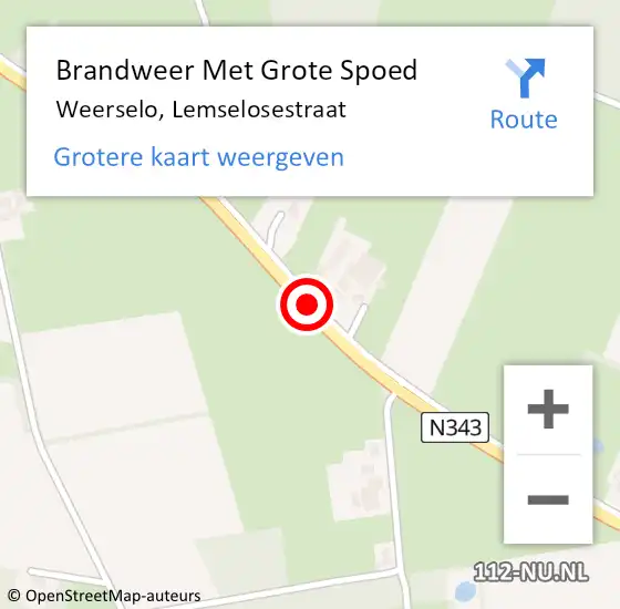 Locatie op kaart van de 112 melding: Brandweer Met Grote Spoed Naar Weerselo, Lemselosestraat op 8 december 2015 20:00