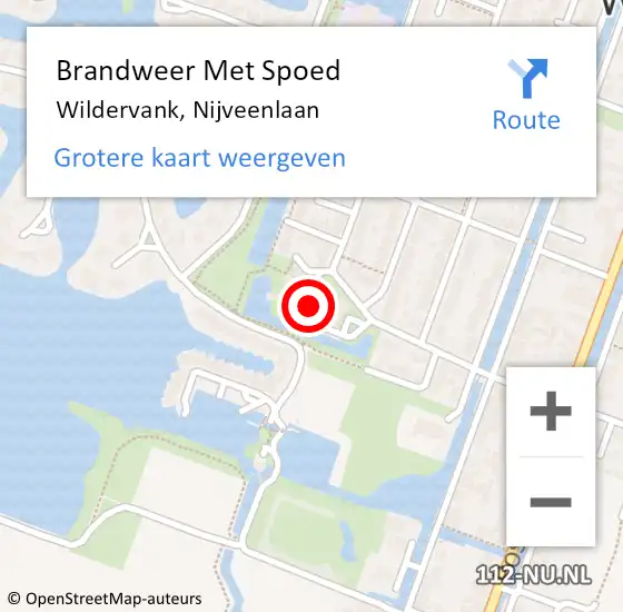 Locatie op kaart van de 112 melding: Brandweer Met Spoed Naar Wildervank, Nijveenlaan op 8 december 2015 20:11