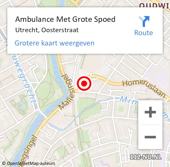 Locatie op kaart van de 112 melding: Ambulance Met Grote Spoed Naar Utrecht, Oosterstraat op 8 december 2015 20:20