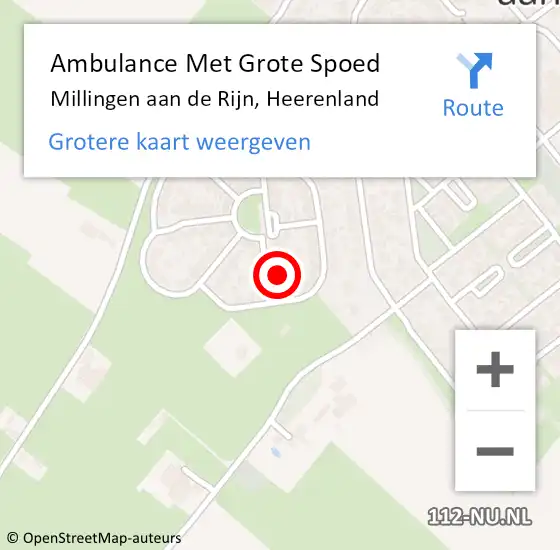 Locatie op kaart van de 112 melding: Ambulance Met Grote Spoed Naar Millingen aan de Rijn, Heerenland op 8 december 2015 20:44