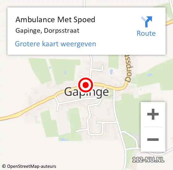 Locatie op kaart van de 112 melding: Ambulance Met Spoed Naar Gapinge, Dorpsstraat op 9 december 2015 08:19