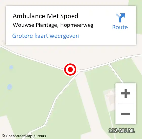 Locatie op kaart van de 112 melding: Ambulance Met Spoed Naar Wouwse Plantage, Hopmeerweg op 9 december 2015 09:38