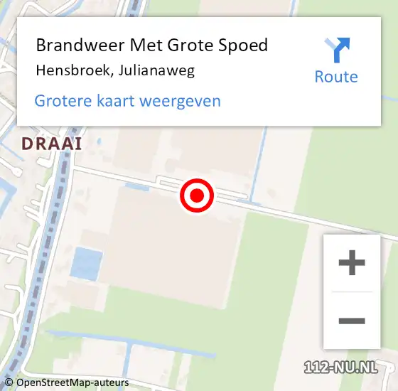 Locatie op kaart van de 112 melding: Brandweer Met Grote Spoed Naar Hensbroek, Julianaweg op 29 november 2013 13:02