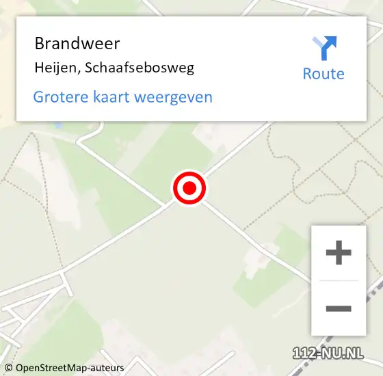 Locatie op kaart van de 112 melding: Brandweer Heijen, Schaafsebosweg op 9 december 2015 10:01