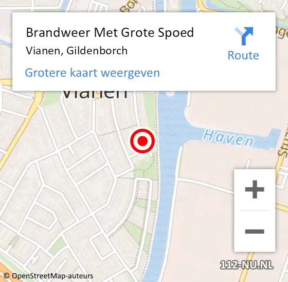 Locatie op kaart van de 112 melding: Brandweer Met Grote Spoed Naar Vianen, Gildenborch op 9 december 2015 10:11