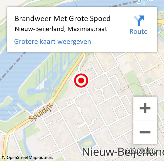 Locatie op kaart van de 112 melding: Brandweer Met Grote Spoed Naar Nieuw-Beijerland, Maximastraat op 9 december 2015 10:54