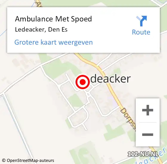 Locatie op kaart van de 112 melding: Ambulance Met Spoed Naar Ledeacker, Den Es op 9 december 2015 10:59