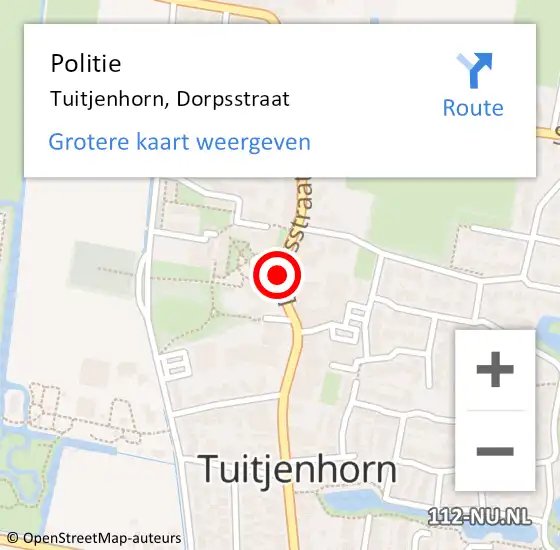 Locatie op kaart van de 112 melding: Politie Tuitjenhorn, Dorpsstraat op 9 december 2015 11:01
