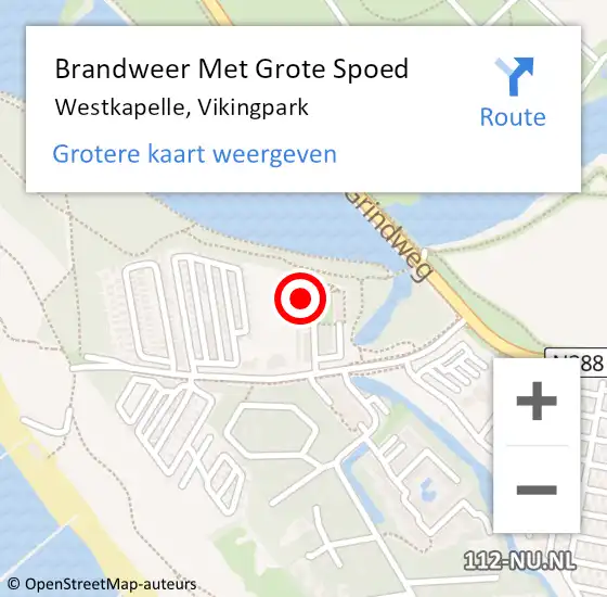 Locatie op kaart van de 112 melding: Brandweer Met Grote Spoed Naar Westkapelle, Vikingpark op 9 december 2015 11:06